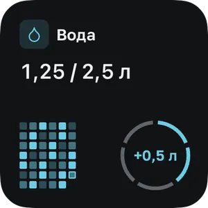 Малый виджет Dailo: привычка «Вода» с кнопкой отметки